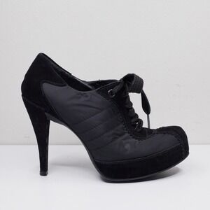PEDRO GARCIA Rizzo Quilted Suede Lace Up Platform Stiletto Heels Black Sz 41/11